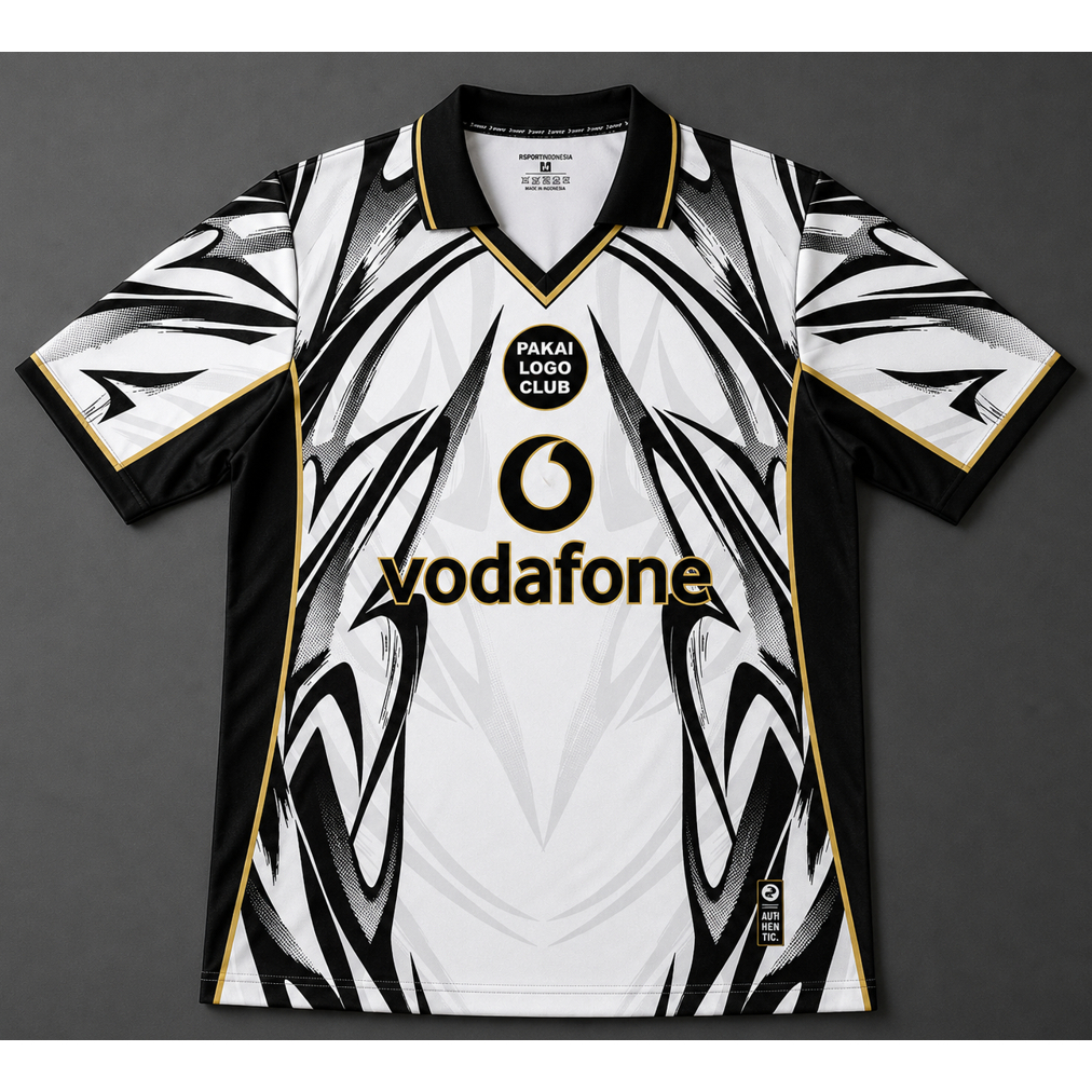 Jersey MU Putih Vodafone 7.0 by rsport indonesia full printing - Baju mu putih hitam vodafone fantas