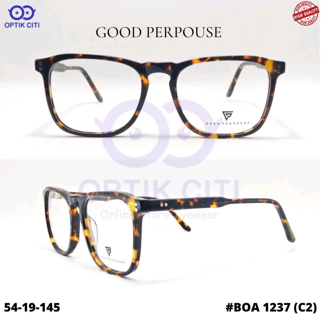 Frame Kacamata Pria Wanita Kotak Besar Good Perpouse 1237 Original
