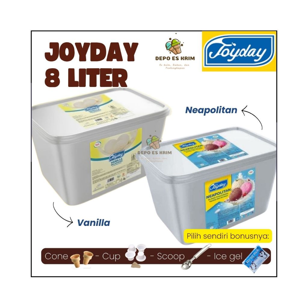 JOYDAY Ice Cream Bucket 8 Liter Neapolitan 3in1 Vanilla