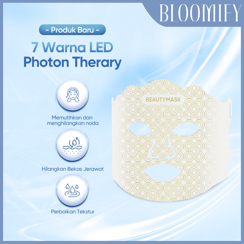BLOOMIFY Masker LED Silikon Lampu PDT 7 Warna Masker LED Terapi Foton Alat Terapi Wajah Alat Terapi 