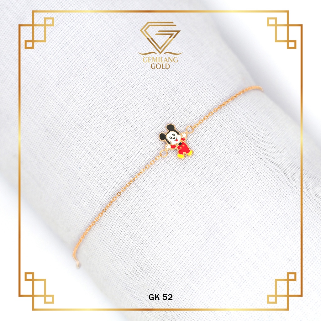 Gelang Emas Anak Mickey Mos Rose Gold Kadar 8K/375 Gemilang Gold (GK 52)