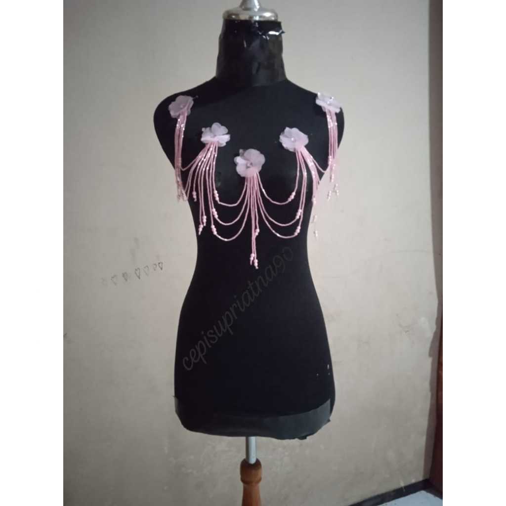 hiasan pundak bunga juntai /hiasan baju pengantin