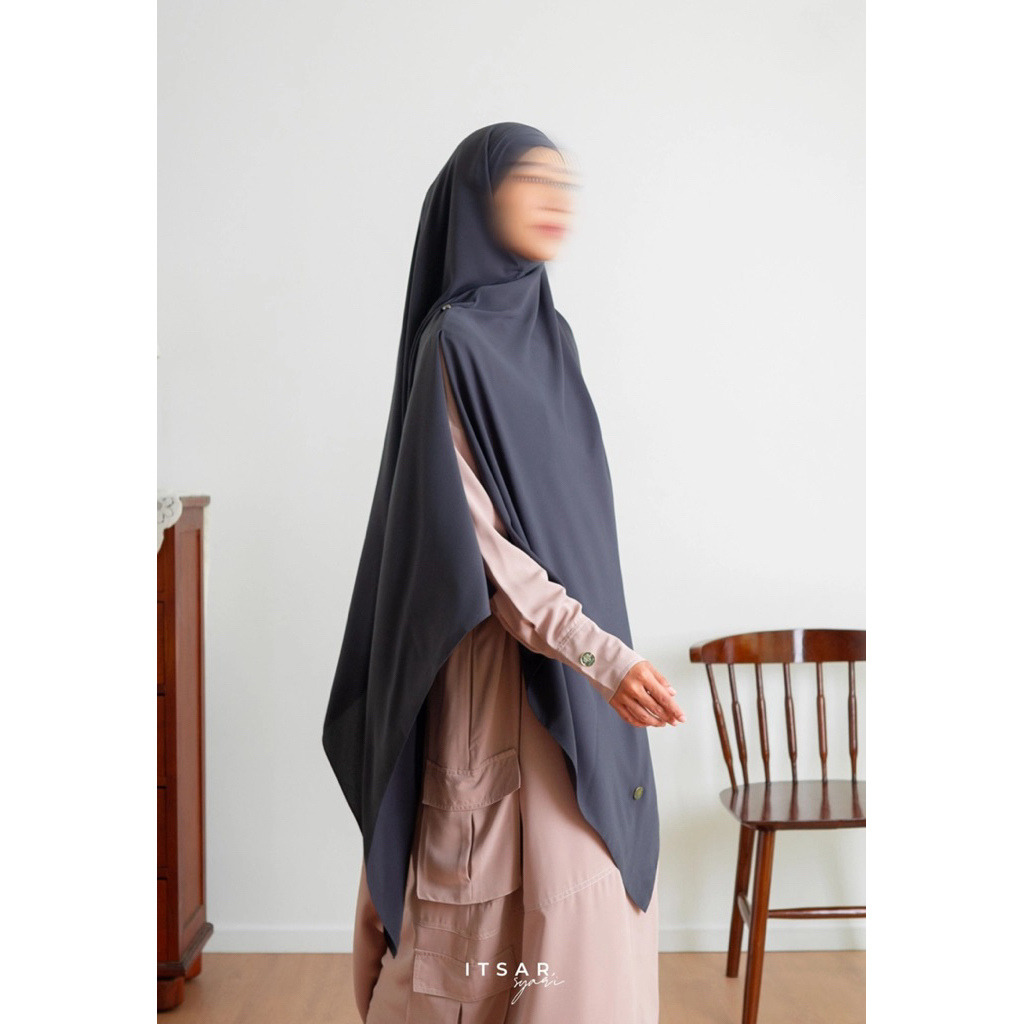 Ready Itsar syari Caspia side Khimar (Mood Indigo S)