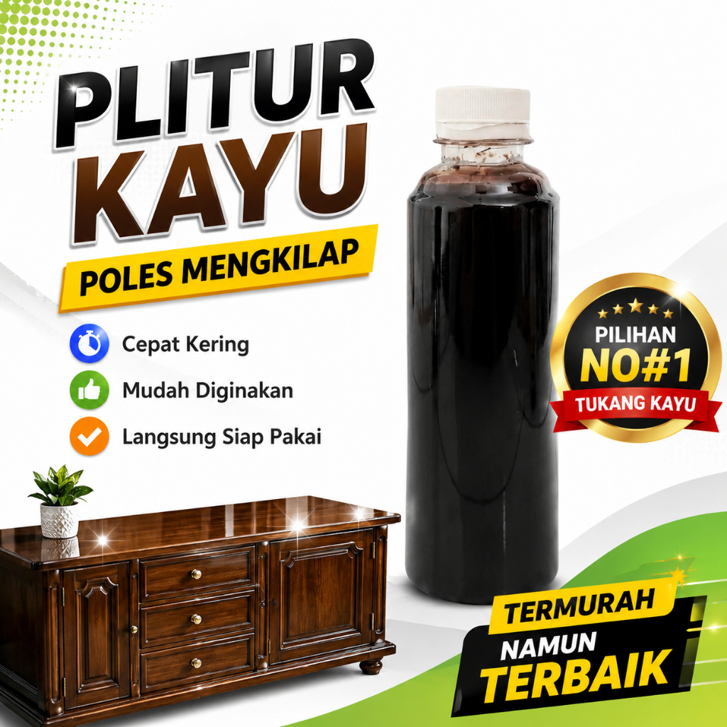 Politur Kayu Jati Water Based 250ml Plitur Air Siap Pakai Tanpa Campuran Praktis