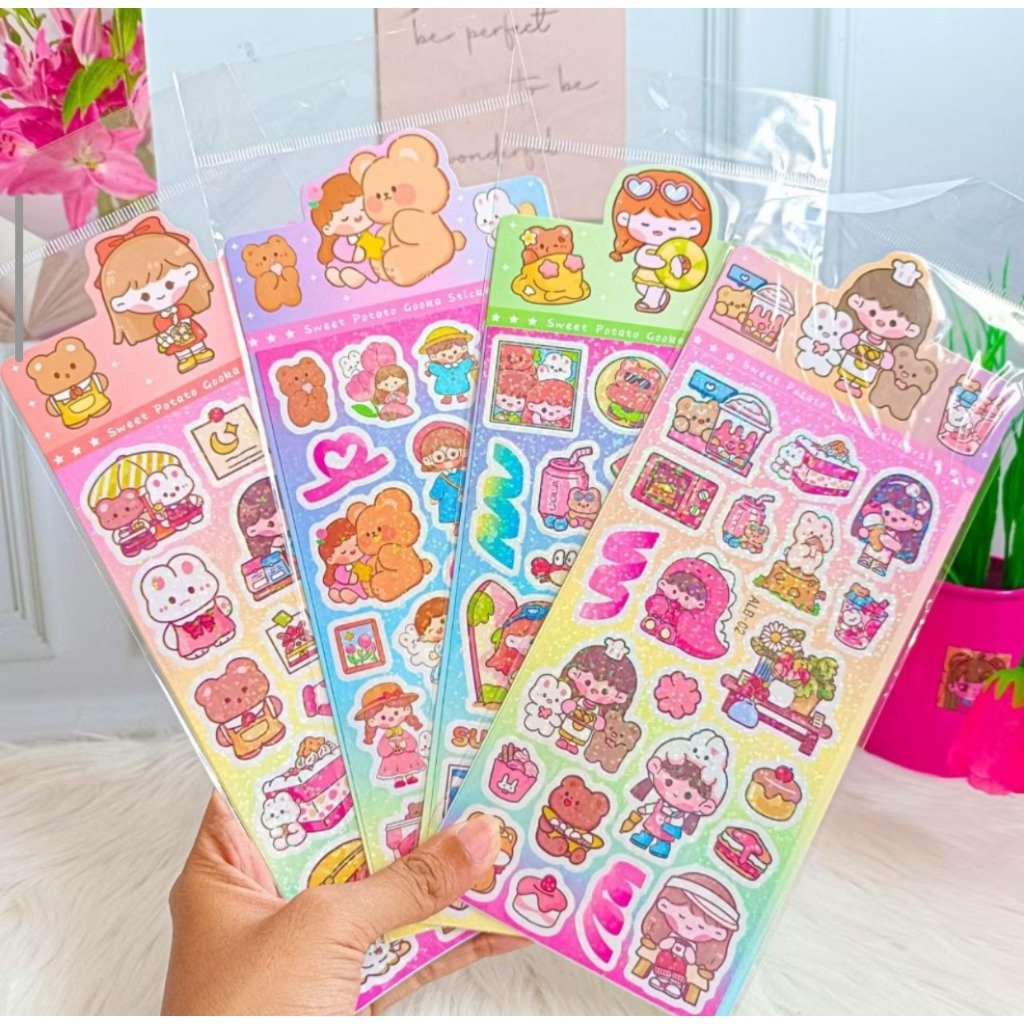 HOMIXY SHOP - [GROSIR] Sticker Hollogram Gilitter Glossy Momo - Stiker Momo Harga per lembar - Rando