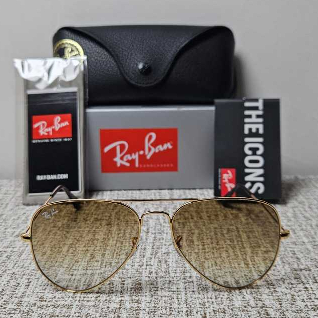 Kacamata Rayban Aviator RB3025 001/51 Gold Lens Brown Gradient Original