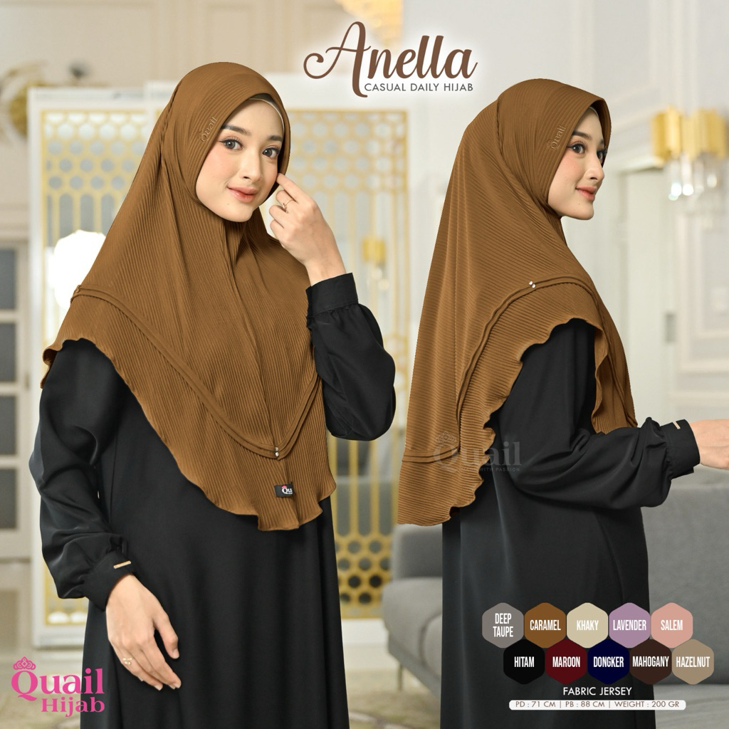 Quail Hijab - ANELLA HIJAB BERGO INSTAN ORI QUAIL JERSEY PREMIUM PLISKET