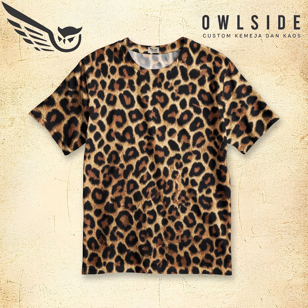 OWLSIDE Kaos Motif Macan Tutul Coklat