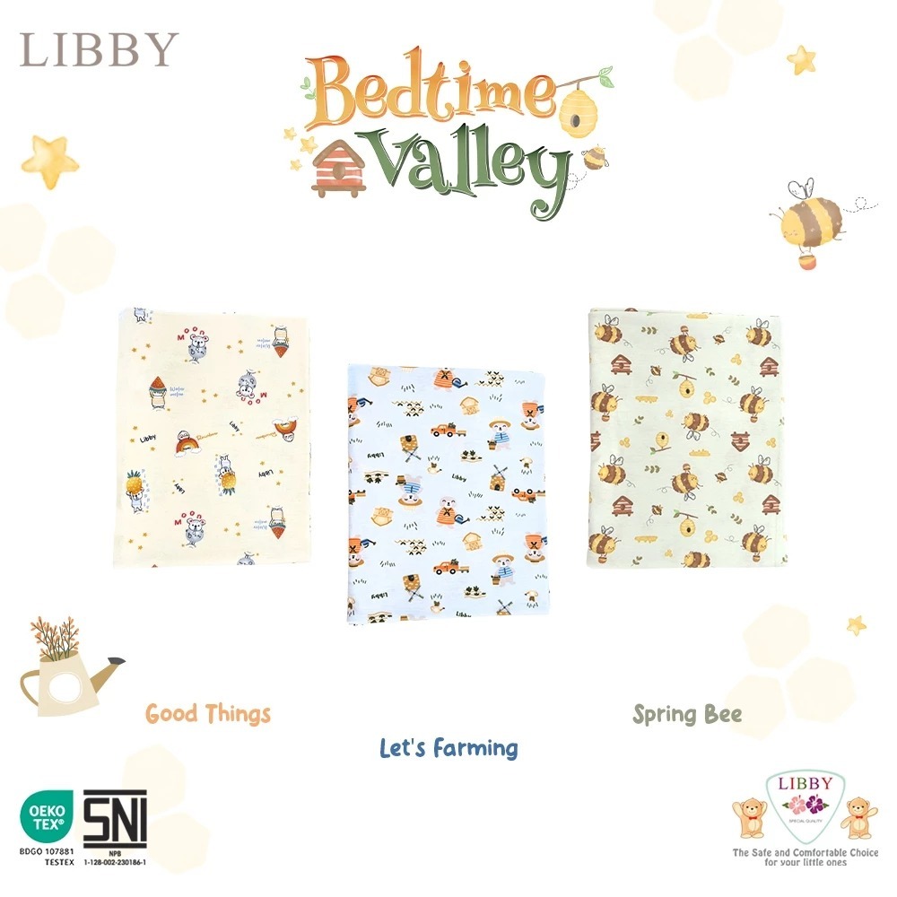 Libby - 3 Pcs Bedong Bayi Motif Bedong Katun 90x110 Bedong Jumbo Baby Newborn
