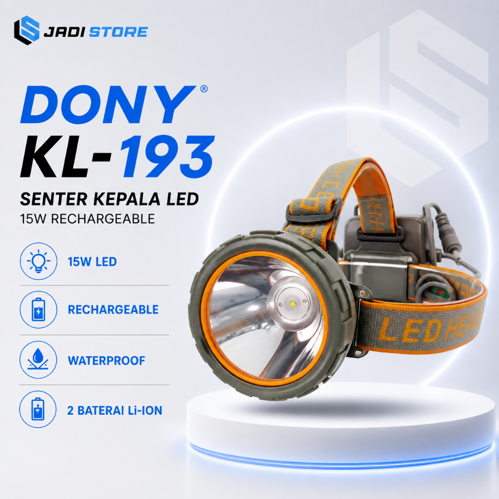 DONY KL-193 Senter Kepala Head Lamp Light Dony KL-193 KL193 KL 193 LED Original 15W Rechargeable 2 B