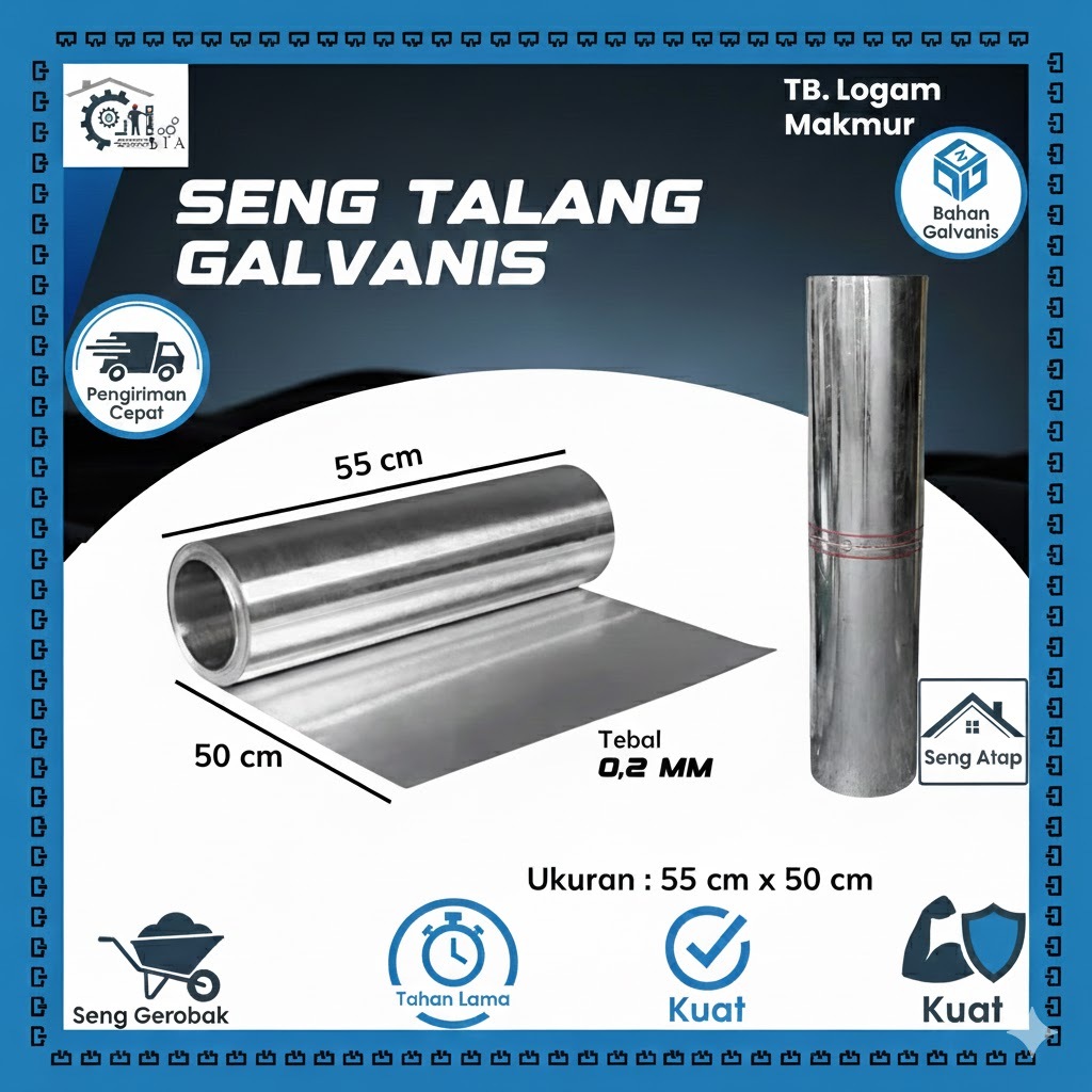 seng talang Galvanis  gerobak atap kandang 55 cm x 50 cm / seng plat galvanis