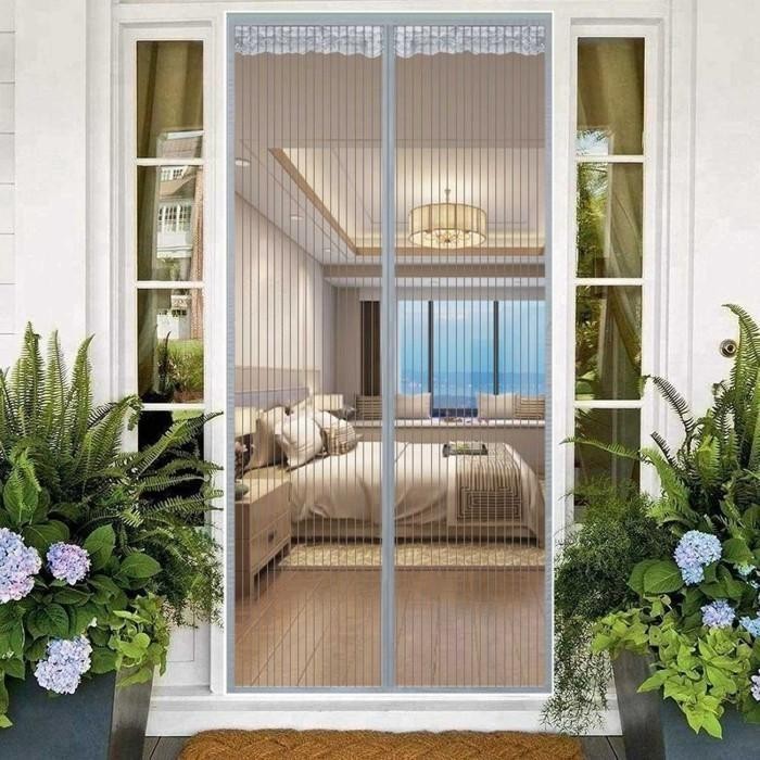 Gorden Magnet Pintu Kamar TaffHOME HW121 Putih 100x200cm Tirai Jaring Serangga Otomatis