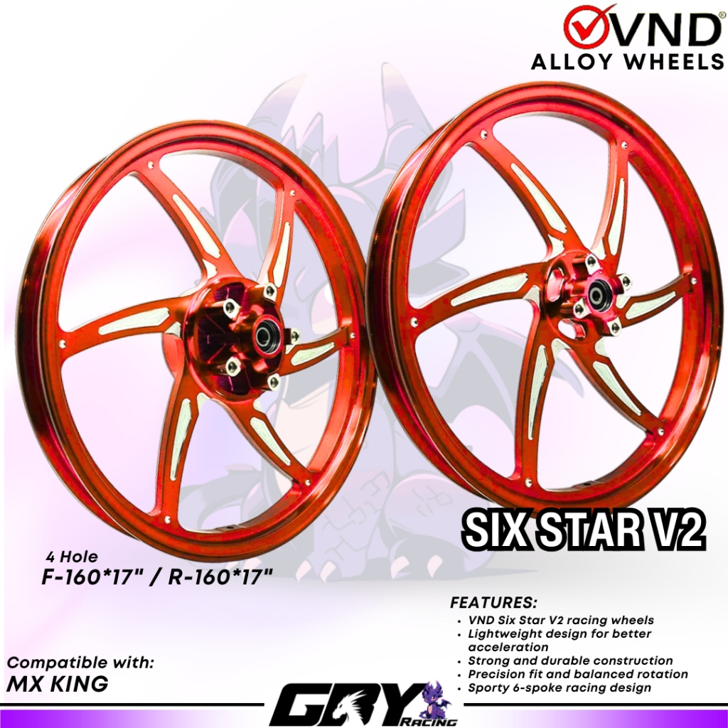 VND Six Star V2 160x17 & 160x17 – Velg Racing MX King V1 V2 Jupiter MX 150 Ring 17 Original VND