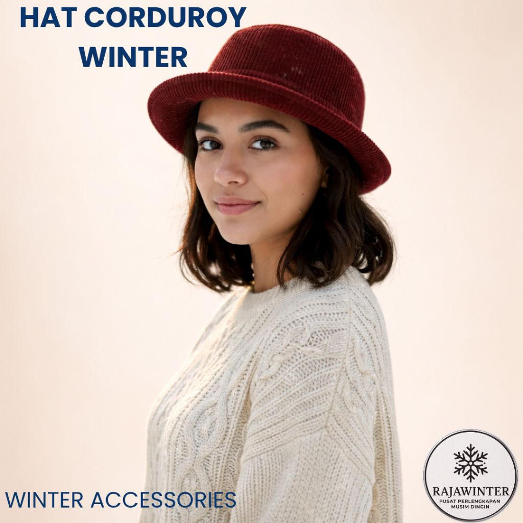 TP2109 Topi Fedora Cowboy Corduroy Hat Laken Jazz Pria Wanita