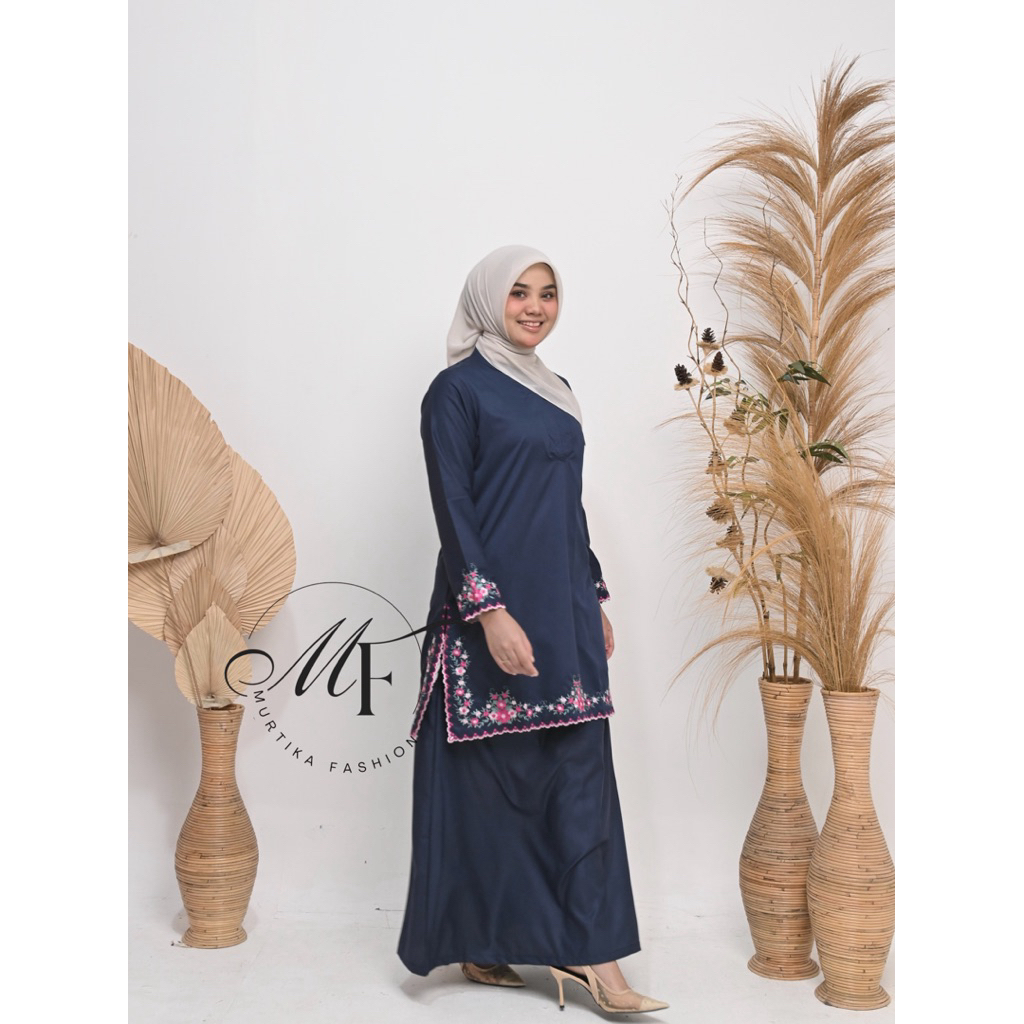 Murtikafashion-Setelan Baju  Muslimah  Melayu Wanita Pakaian Kerja ASN Motif Bordiran Terbaru Seraga