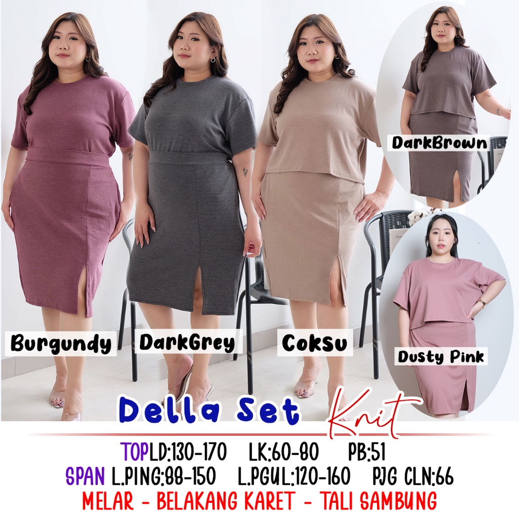 DELLA SET SETELAN ROK JUMBO MELAR ONESET BIGSIZE MURAH NEW