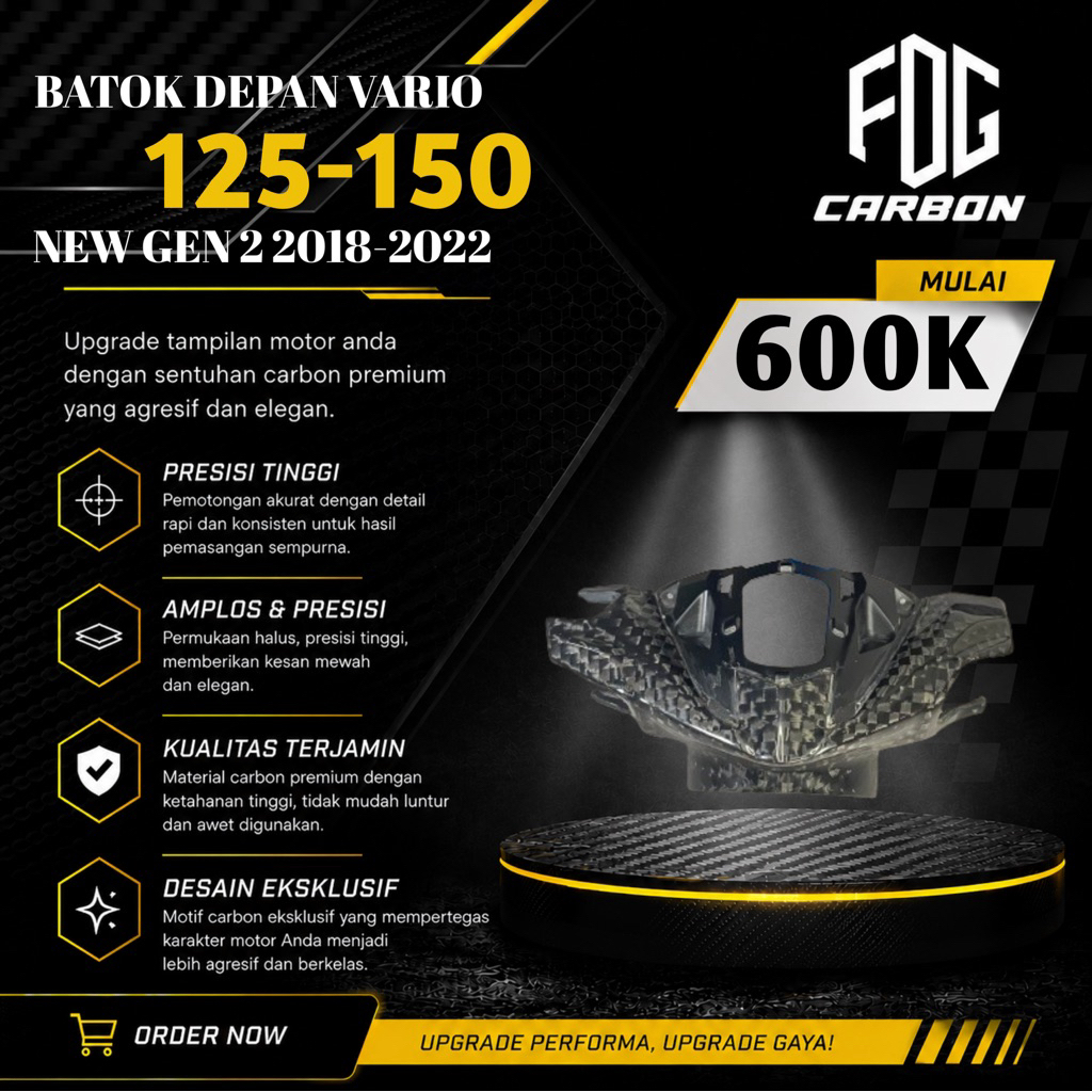 Batok Depan Vario 125 LED K2V Original AHM Carbon Asli