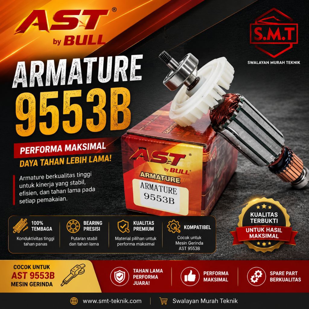 AST Armature Angker Rotor Gerinda 9553B MOD. Makita 9553 B Kipas Putih