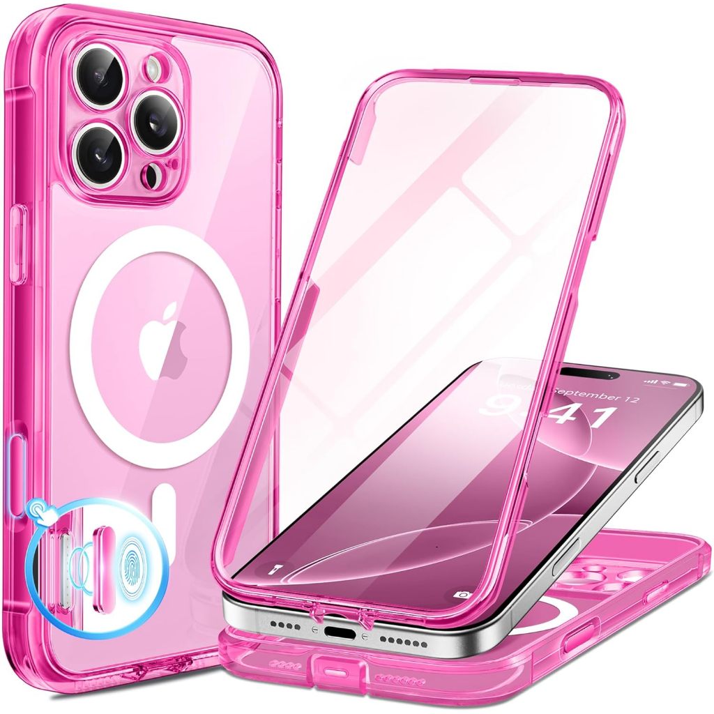 BERFY Magnetic untuk Casing iPhone 16 Pro Max Kasing Pelindung Layar Privasi Terintegrasi dan Perlin