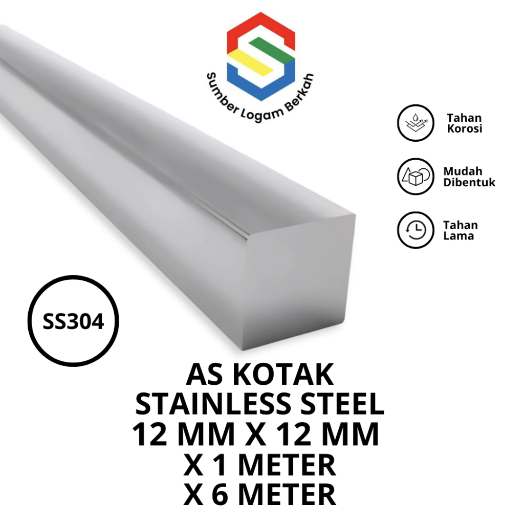 as kotak 12 mm x 12 mm stainless steel 304