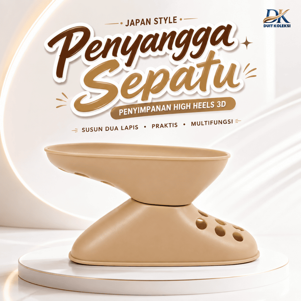 Penyangga Sepatu Japan Style Penyimpanan High Heels 3D Susun Dua Lapis Praktis Multifungsi