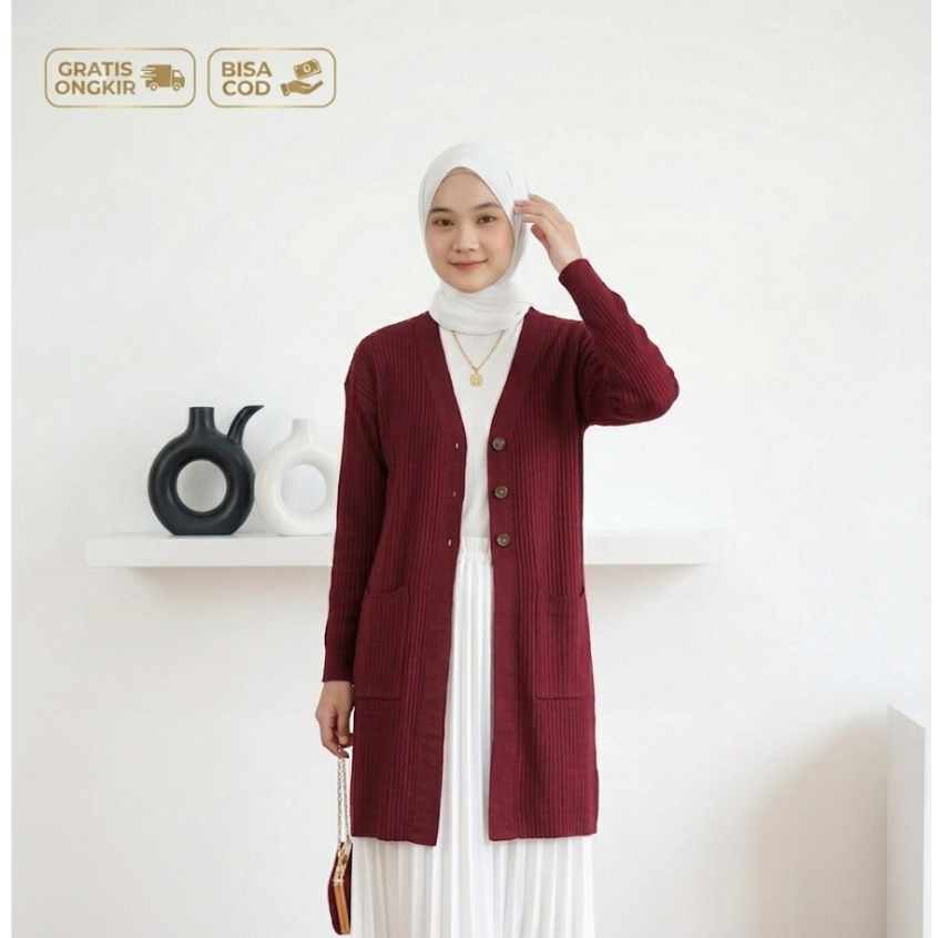 CARDIGAN BELLE KANCING / Cardigan Oversize / Cardigan Rajut Long Belle / Cardy Long Kancing