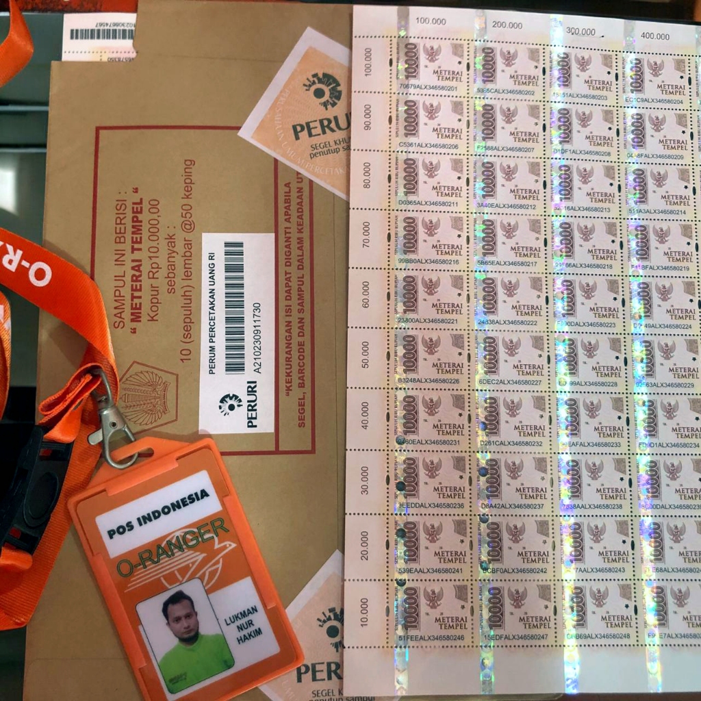 Materai pos Indonesia Materai 10000 Materai Asli Pos Indonesia Materai Original Sepuluh Ribu Rupiah 
