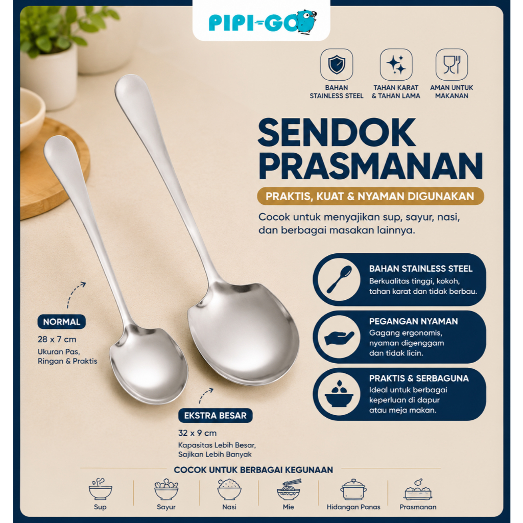 PPG Sendok Sayur Ukuran Besar Jumbo Stainless Steel Saji Prasmanan Sendok Prasmanan Besar Centong Ku