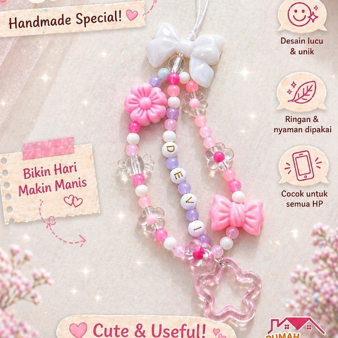 PS-7P Phone Strap / Mainan Hp / Phone Charm / Gantungan Hp Custom - Pink Series 1
