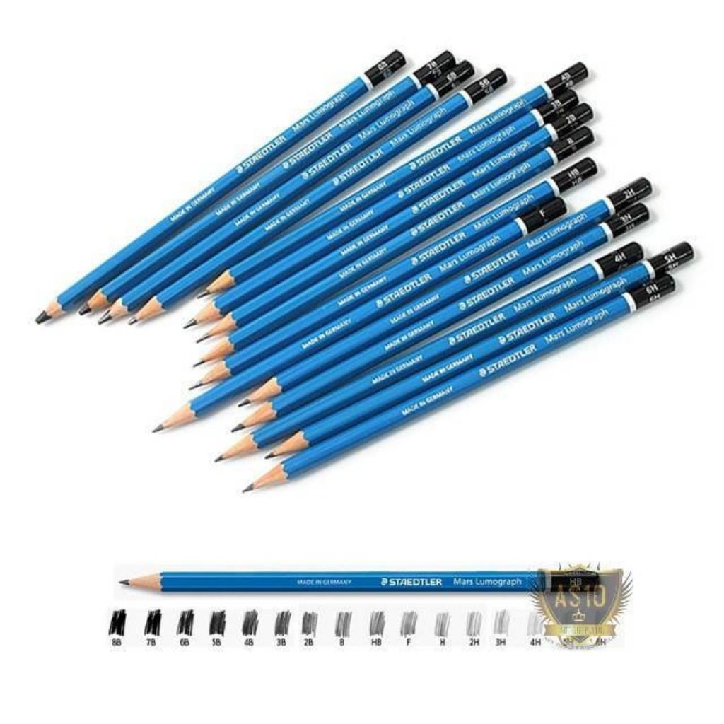 (1 Pak Isi 12 Pcs) Pensil/Pencil Staedler Stedler Stadler Mars Lumograph 100 HB, 2B, 3B, 4B, 5B, 6B,