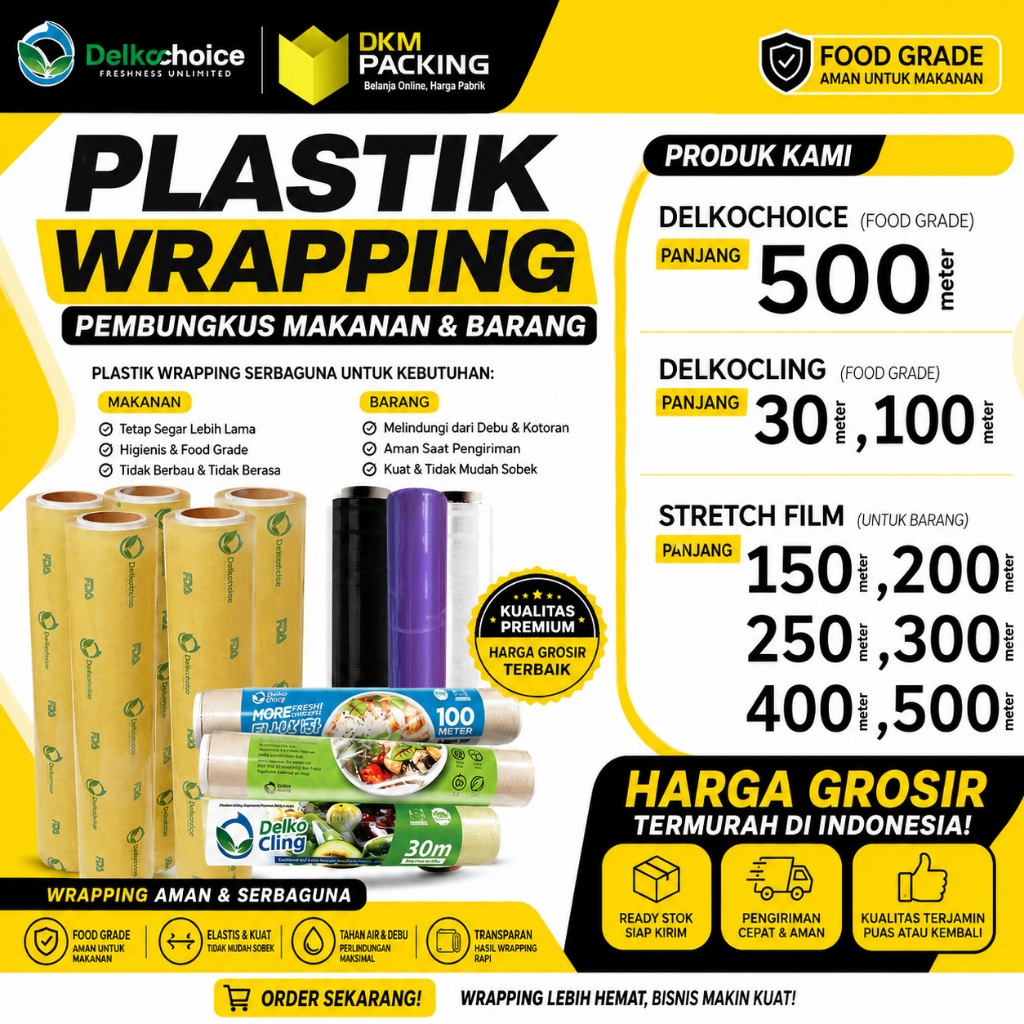 Plastik Wrap Bungkus Barang Stretch Film / FOOD GRADE Wrapping Makanan