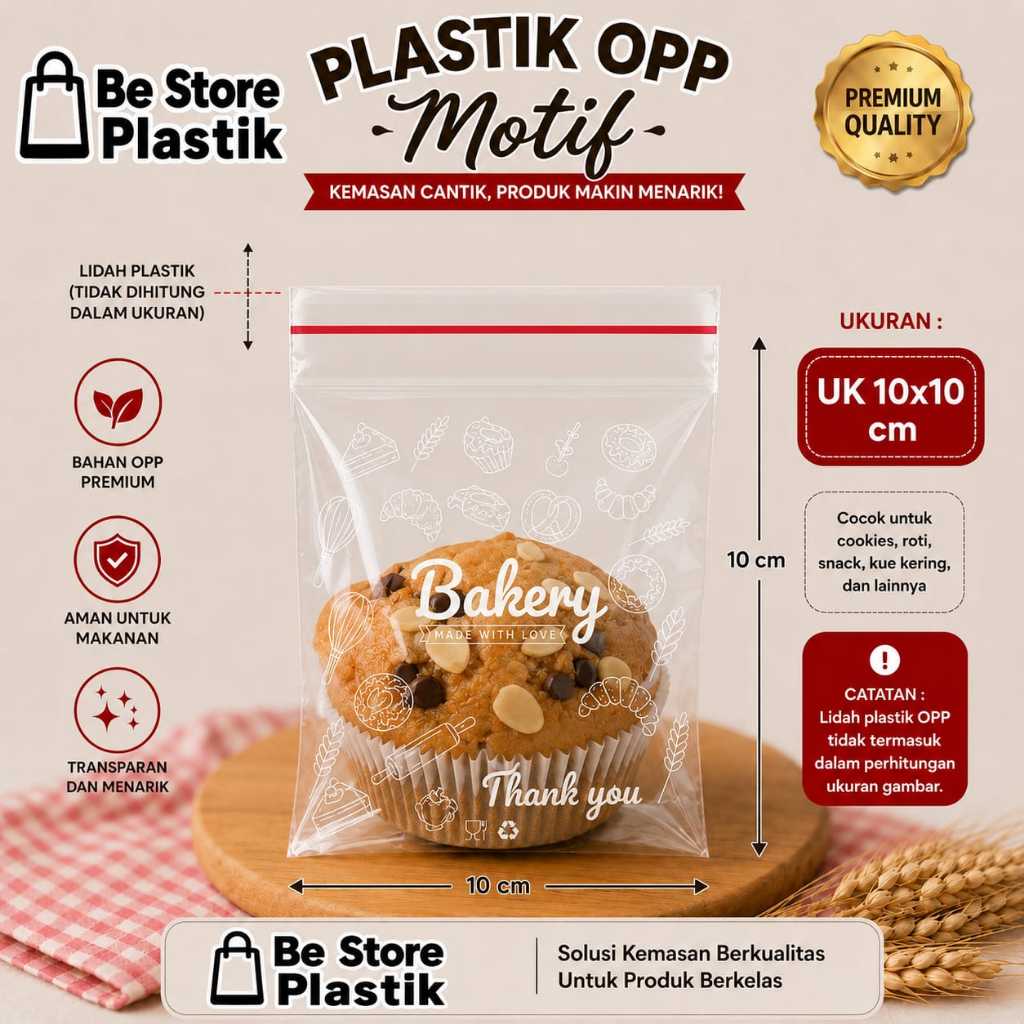 OPP MOTIF BAKERY THANK YOU10X10 ISI 100 LEMBAR