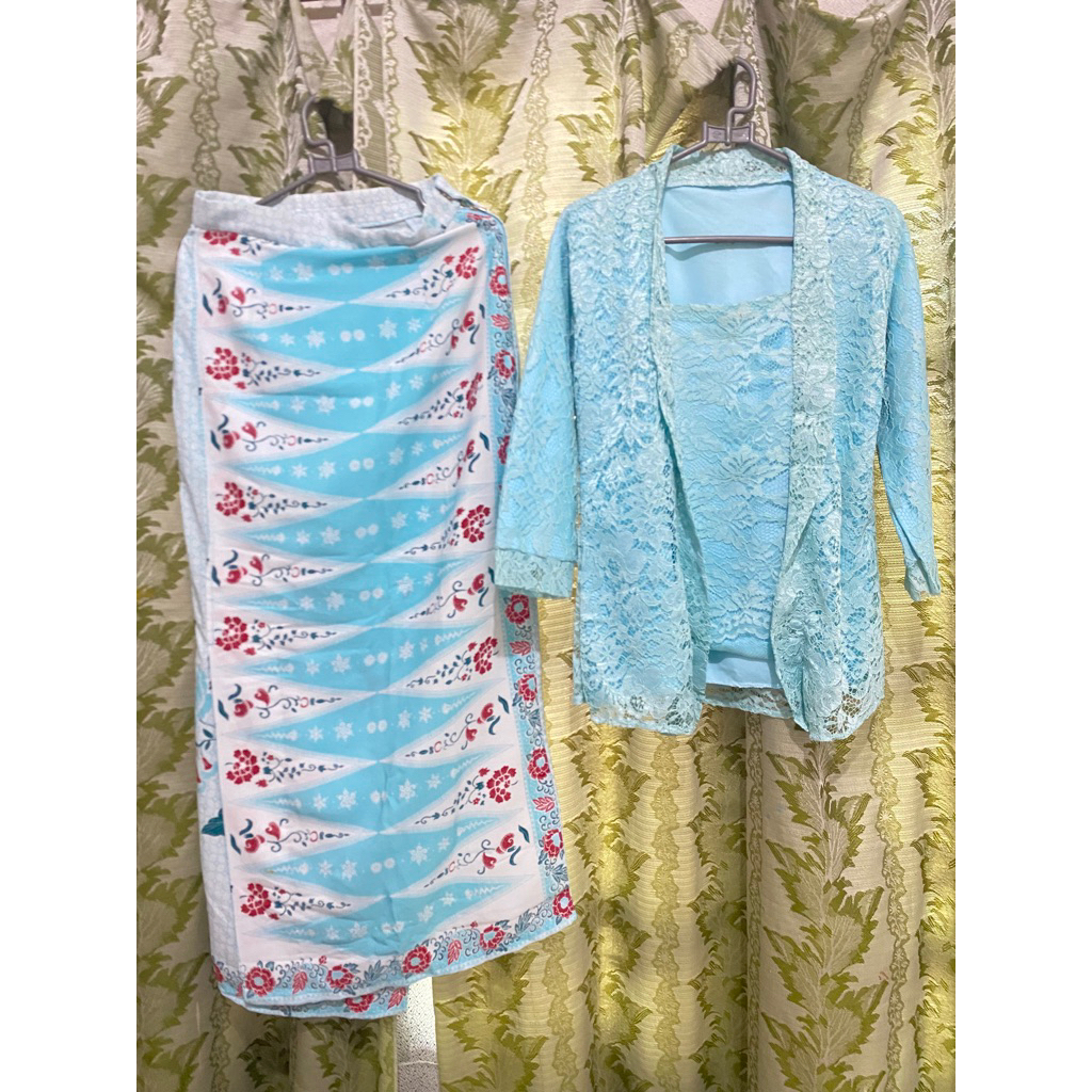 preloved kebaya brukat kutubaru one set