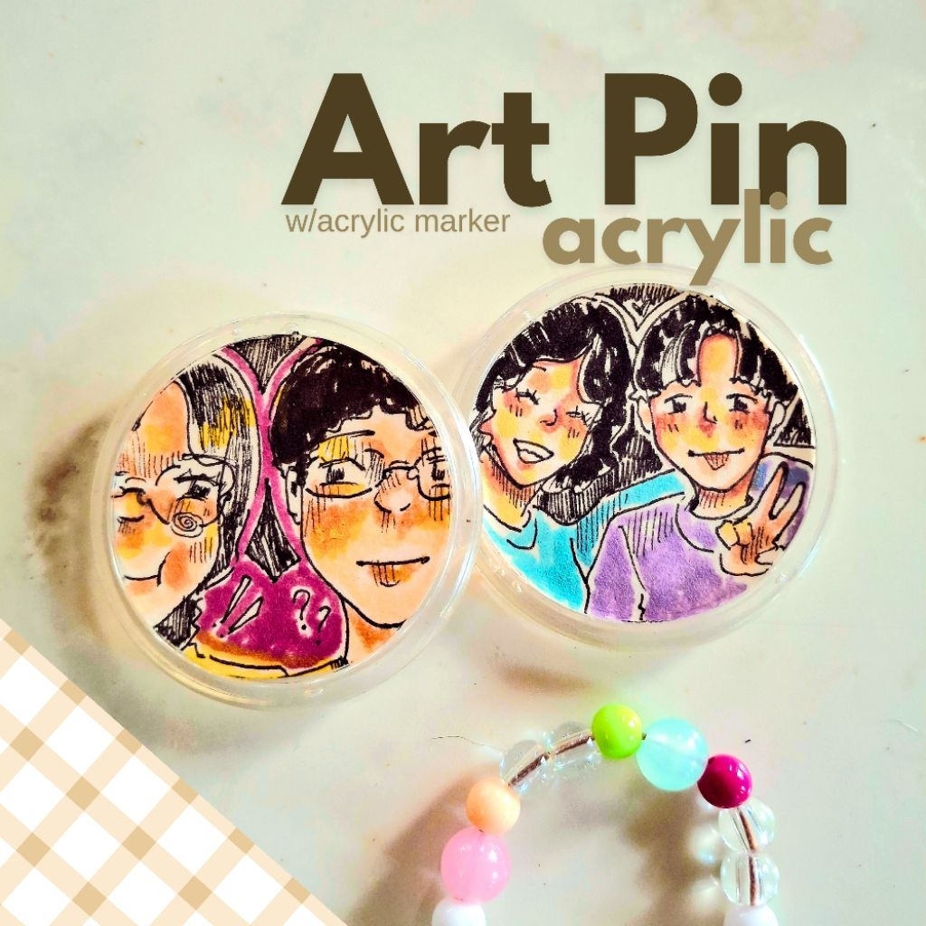 ART PIN ACRYLIC CUSTOM | CUSTOM PIN ART AKRILIK HANDMADE WITH AKRILIK MARKER | BAG ART PIN | PIN TAS