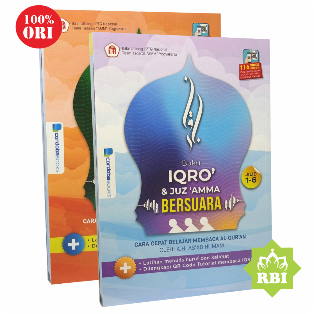 ORI Buku Iqro' & Juz Amma BERSUARA QR Code Video Tutorial & Audio Tilawah JILID 1-6 BERWARNA FULL CO