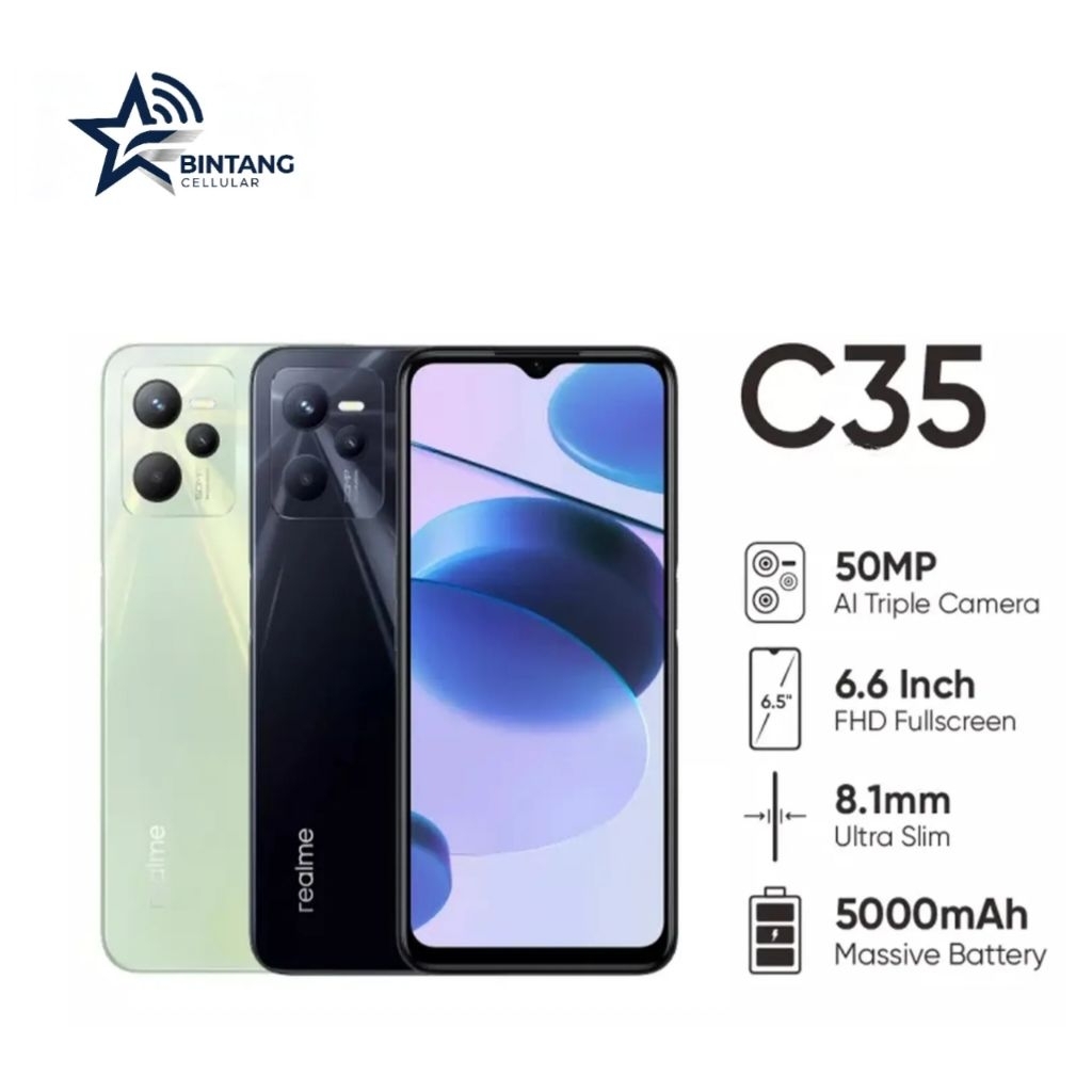 HP REALME C35 4/128 GB - REALME C35 RAM 4GB ROM 128GB GARANSI RESMI
