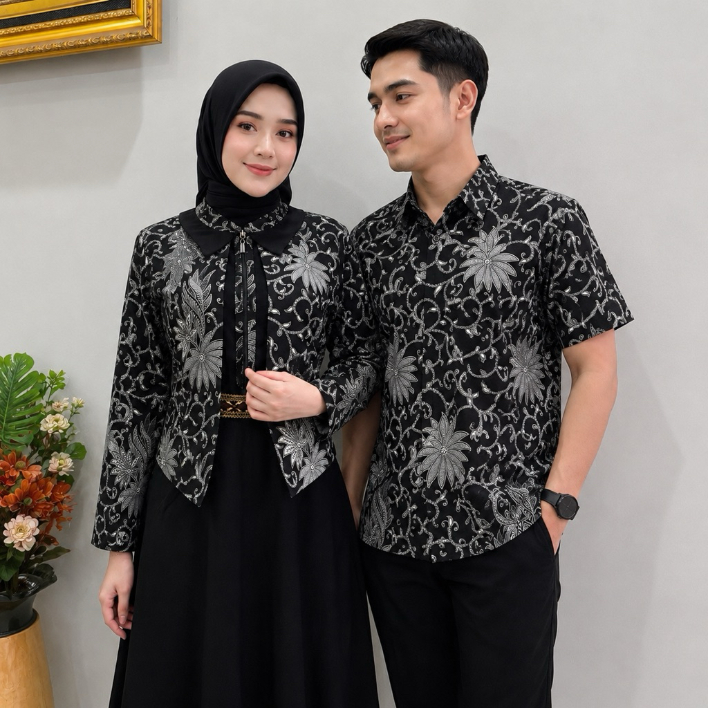 [COUPLE] Gamis Batik Rompi Coupe / Gamis Bolero Batik Kondangan Couple Sarimbit Seragaman Gamis Hem 