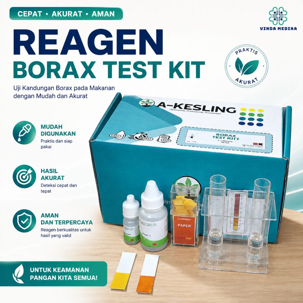 Reagen Borax Test Kit Alat Uji Kandungan Boraks Makanan Rapid Test Food Grade Deteksi Cepat & Akurat