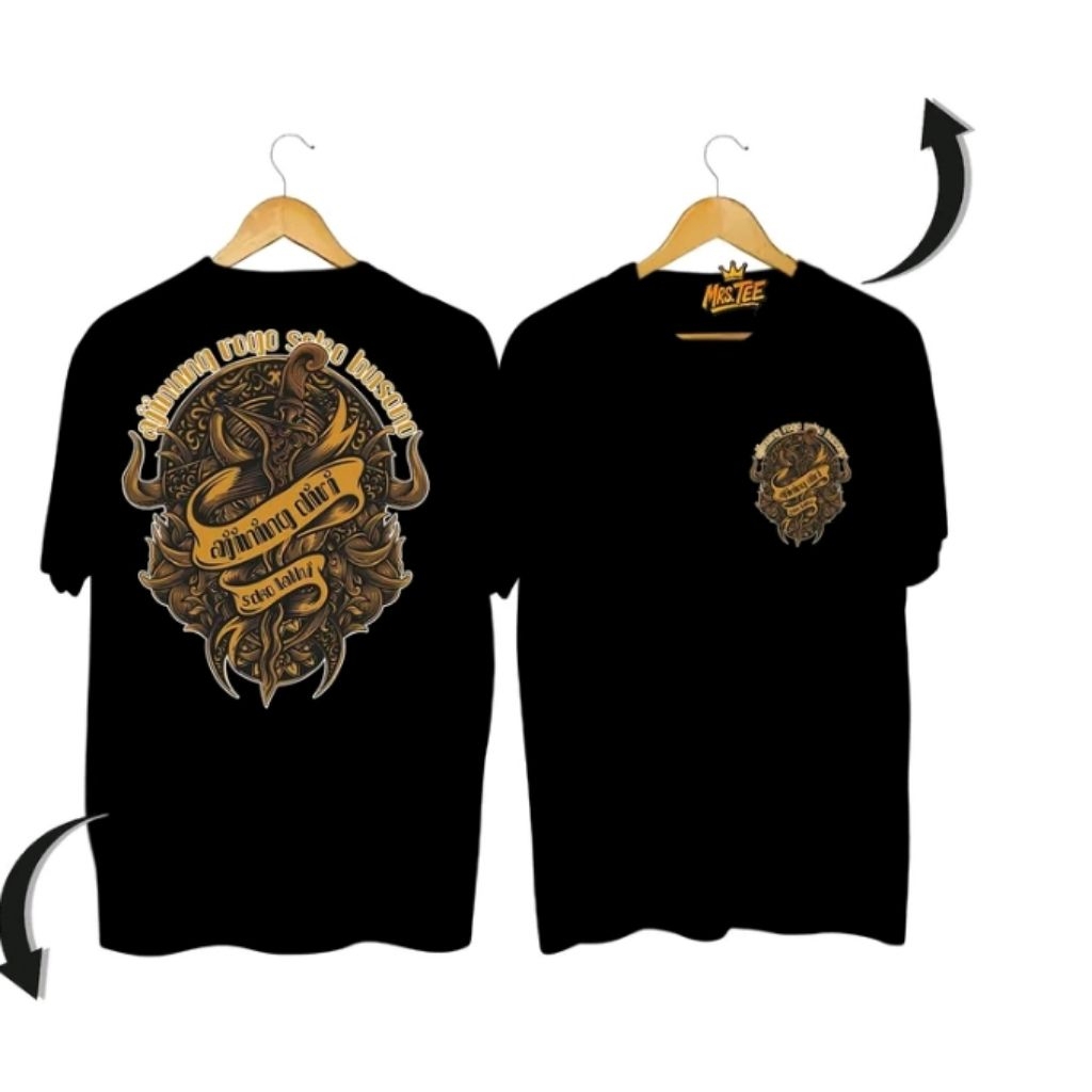 Kaos Hitam Unisex Keris Jawa Ajining Diri Soko lathi T-shirt Unisex