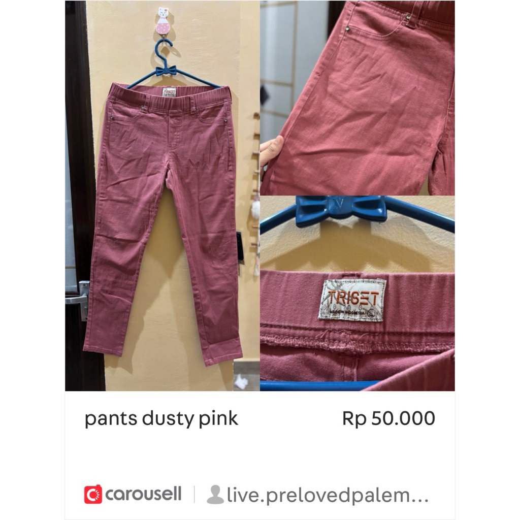 preloved pants dusty pink