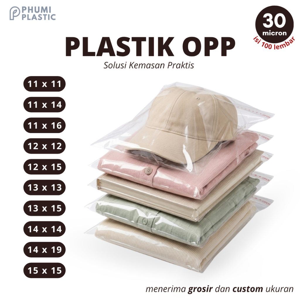 Plastik OPP Seal 11x11 11x14 11x16 12x12 12x15 13x13 13x15 14x14 14x19 15x15 100LEMBAR | Plastik Pas