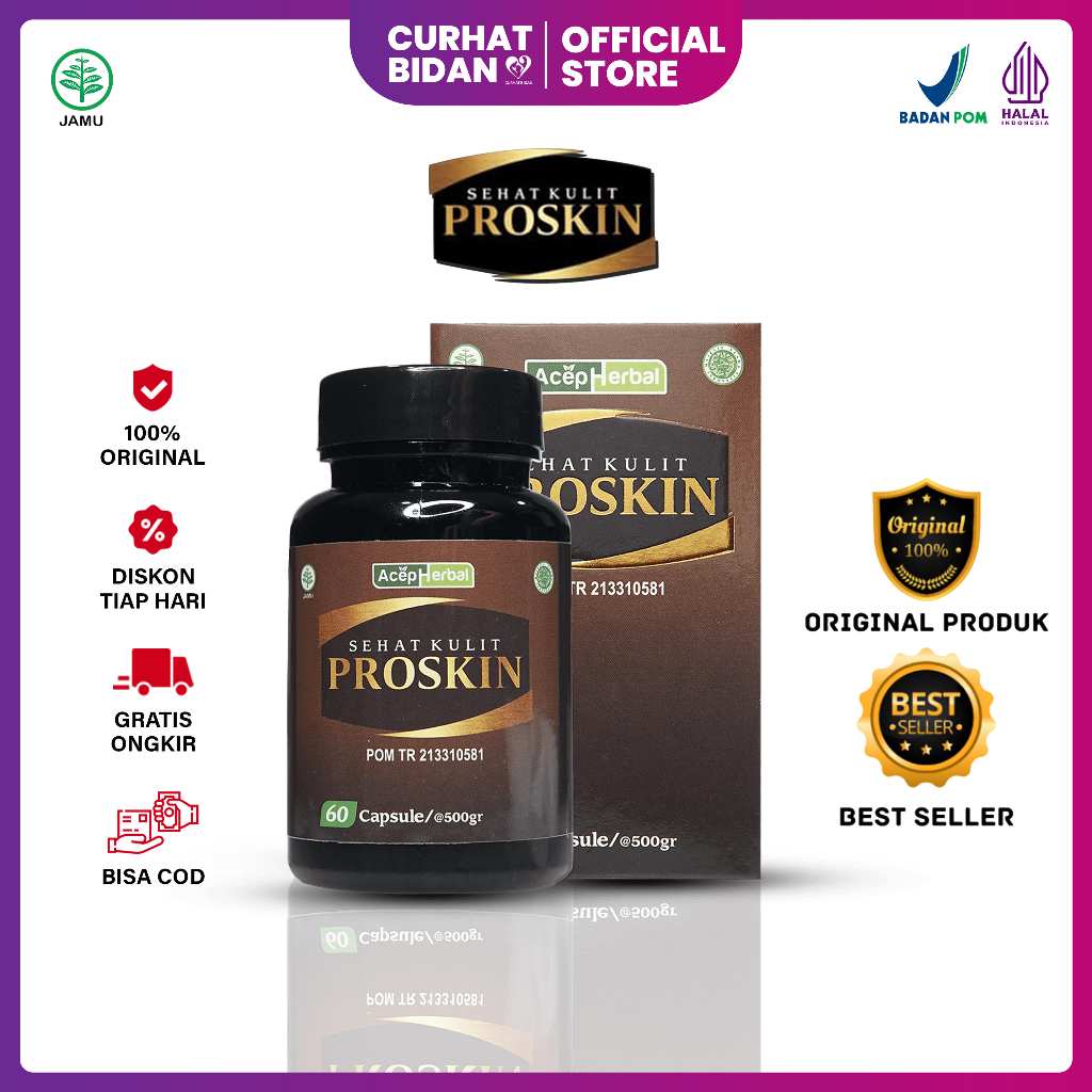 Proskin Obat Herbal 100% Original BPOM Halal MUI - Obat Ekzema Kurap Kudis Herpes Psoriasis