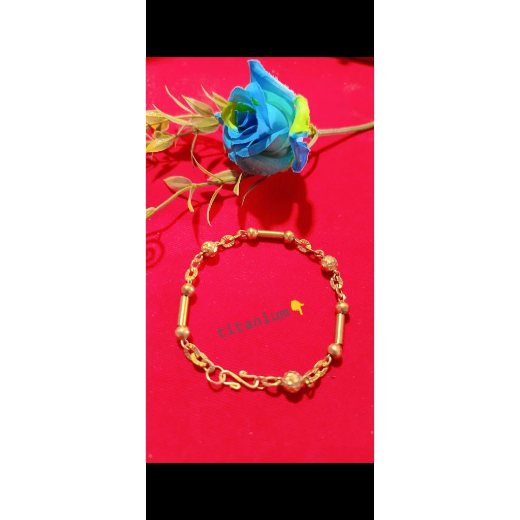 gelang perhiasan 23 krt titanium berlapis emas 23 krt kait S
