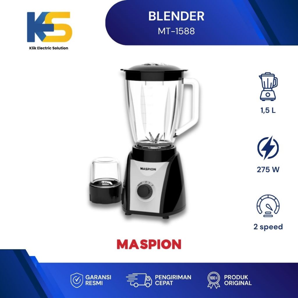 Maspion Blender MT-1588 Penggiling Bumbu & Jus Buah 1.5 Liter Original Garansi Resmi