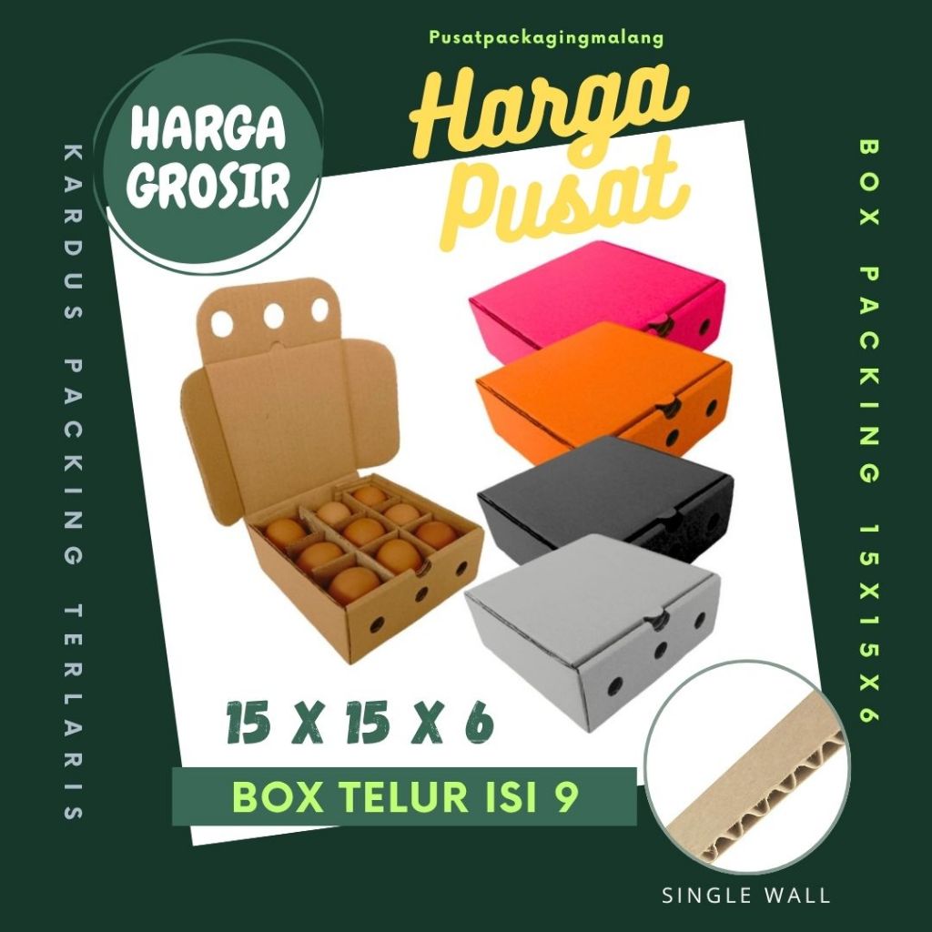 Kardus 15x15x6 LD Box 15x15x6 LD Dus Telur Isi 9 15x15x6 LD Packing Tray Endog Asin Pusat Packaging