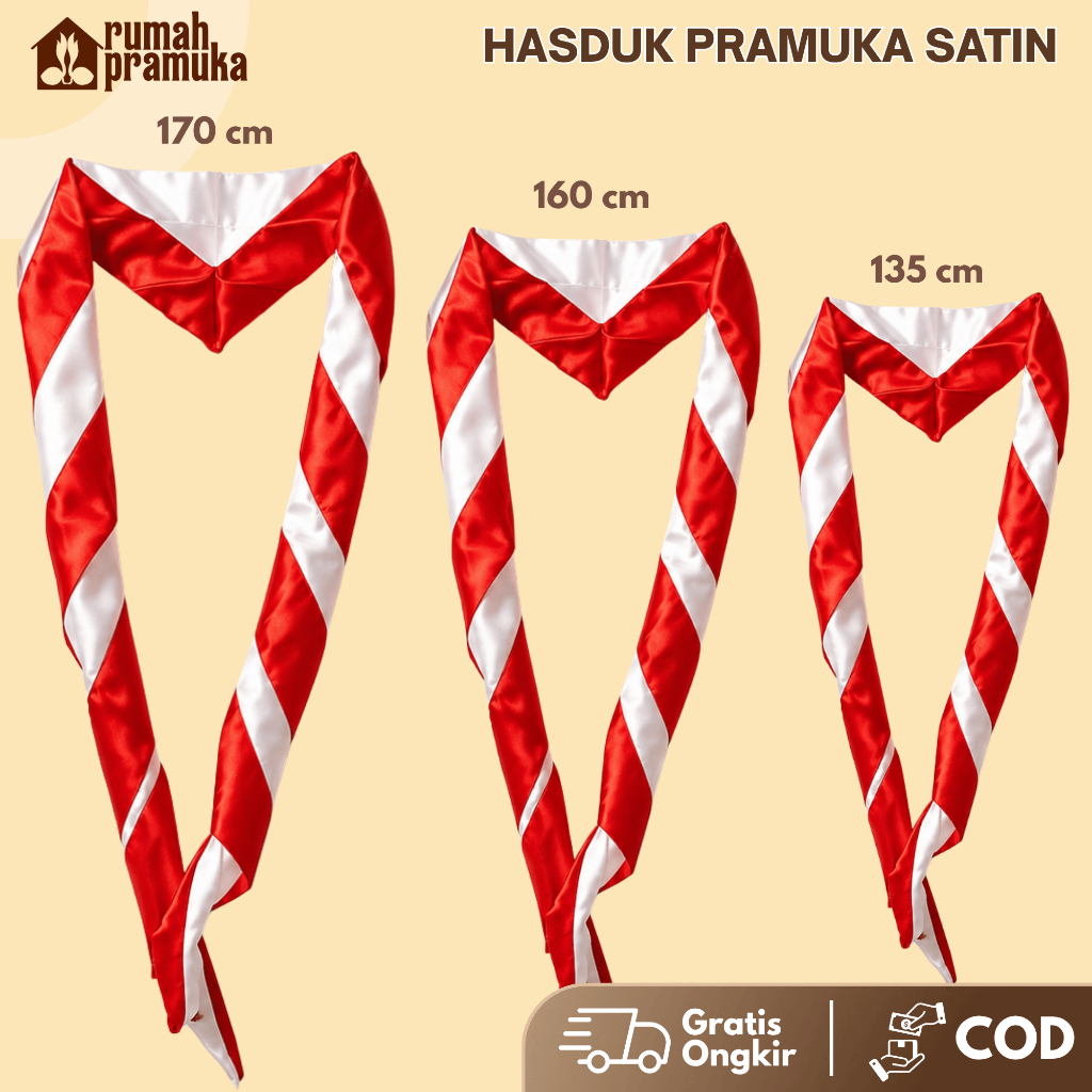(COD) Kacu Hasduk Pramuka Pembina Mengkilap Satin Panjang Licin Kacu SMA Penegak Merah Putih Mengkil