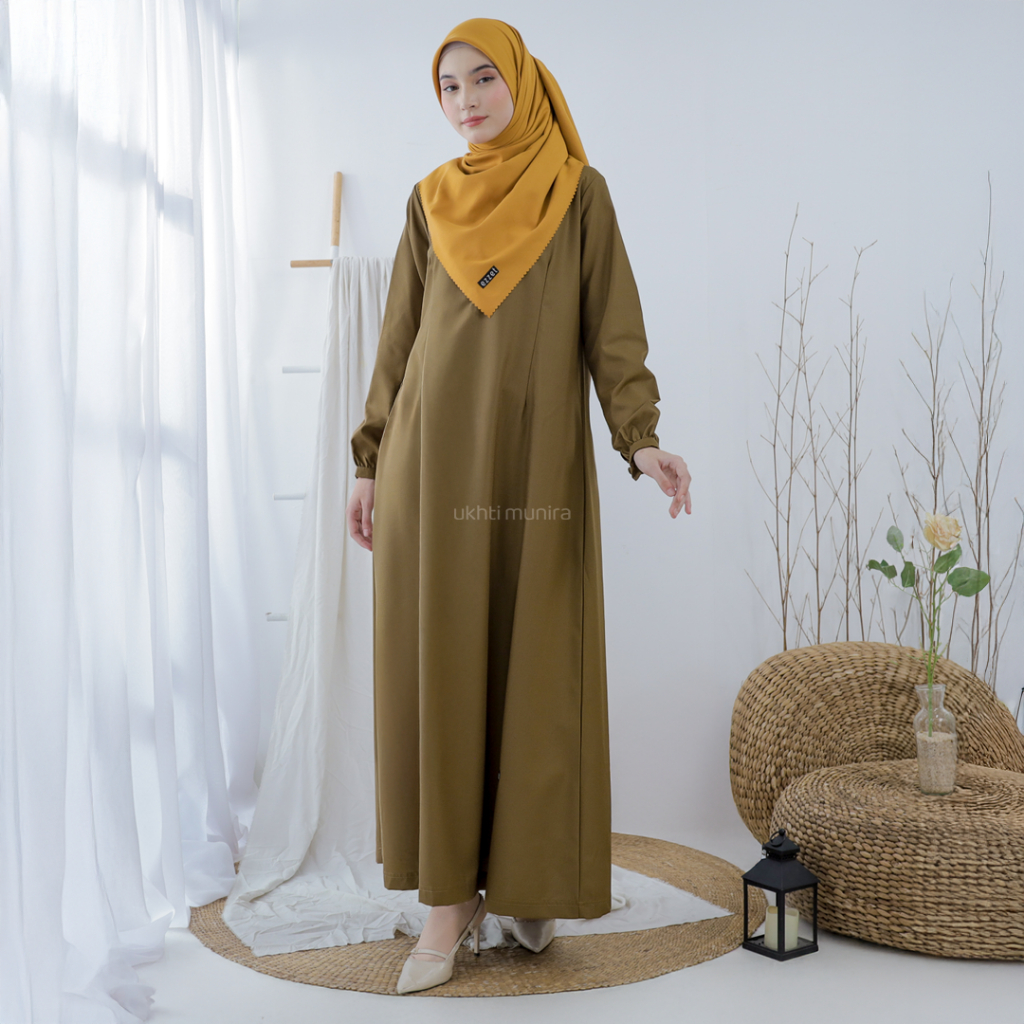 UKHTI MUNIRA - U31 Gamis Pemda ASN PNS Abaya Wanita Polos Katun Toyobo Simple Dress Muslimah Syari S