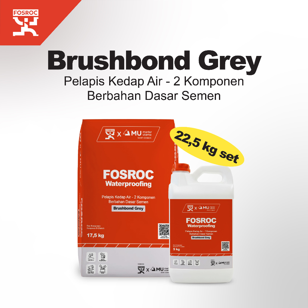 Fosroc Waterproofing Brushbond Grey 22.5 Kg Set