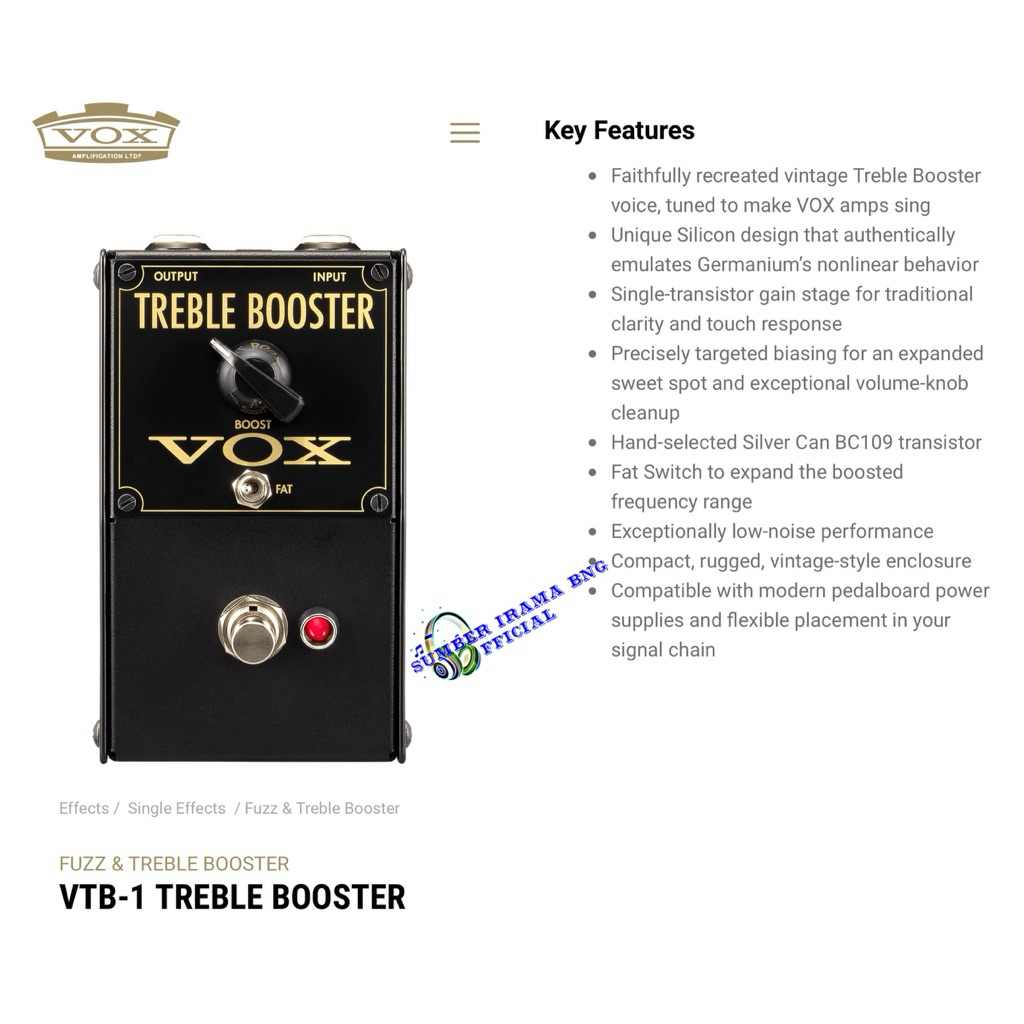 VOX VTB1 TREBLE BOOSTER - VOX TREBEL BOOSTER