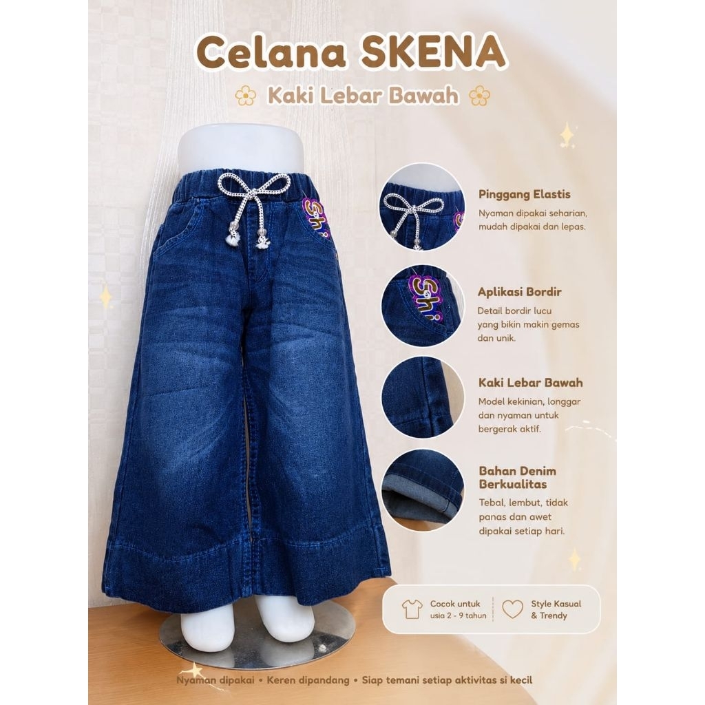 Skena polos anak cewek umur 2-12 tahun / Celana skena panjang anak perempuan / Levis panjang sobek